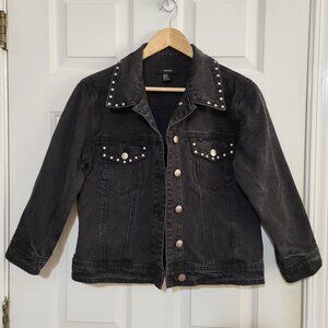 Forever 21 Black Silver Studded Denim Jacket